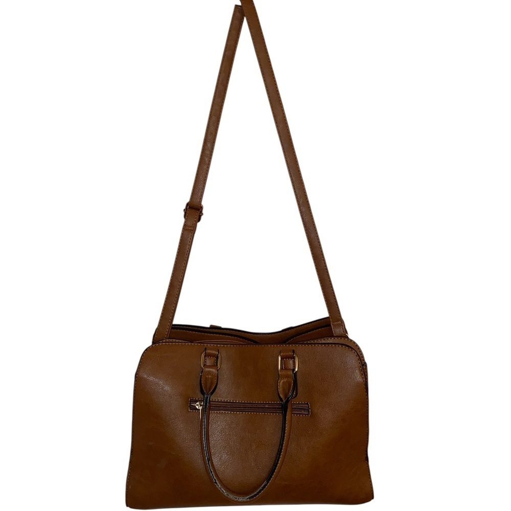 DASEIN Satchel Handbag Shoulder Bag Tote Vegan Textured Leather in Brown Gold